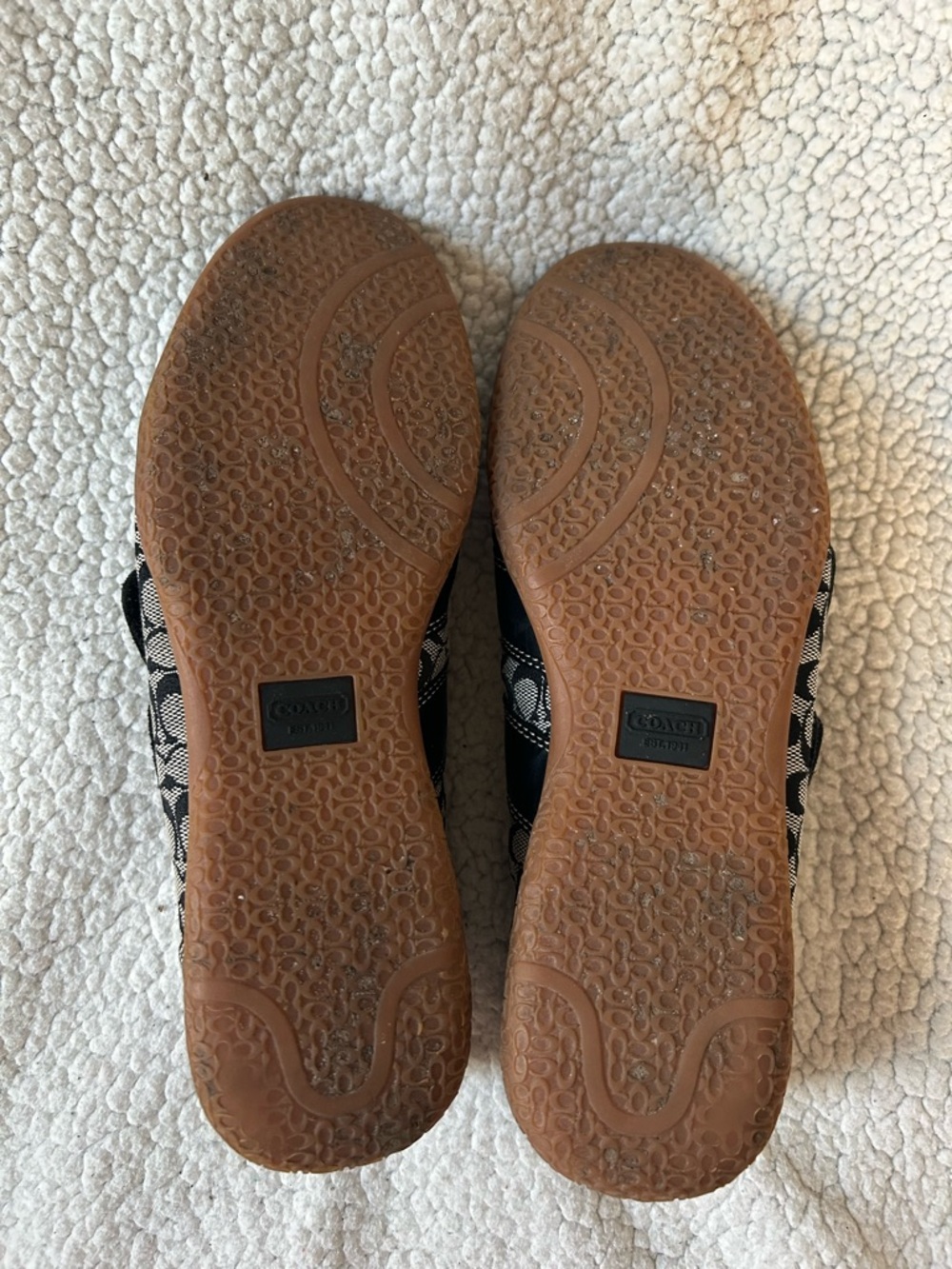 Coach Black and Cream C-Print Velcro Sneakers - Picture 3 of 6